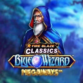 Logo of Fire Blaze Blue Wizard Megaways from Rarestone Gaming at Lucky Meister Casino